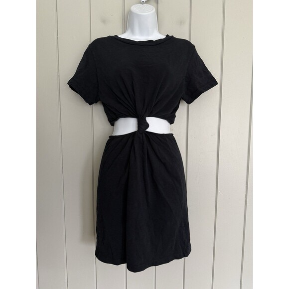 Revolve LNA Clothing Devan Twist Tee Mini Dress Short Sleeve S Small Black - Picture 1 of 6